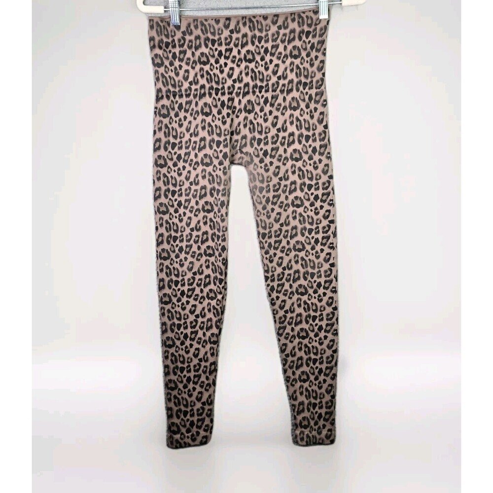 Breezies Leggings Womens L Brown Animal Print Leopard Slimming Stretchy Mobwife